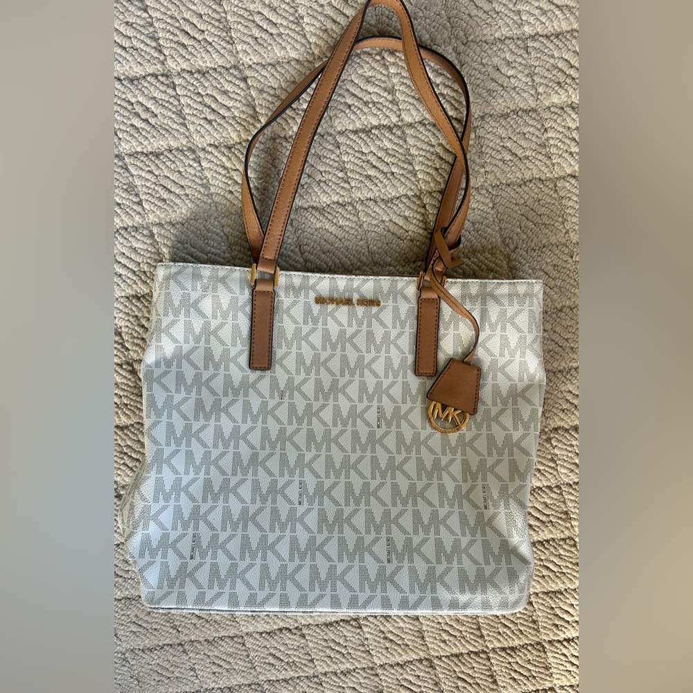 Michael Kors Tan and Cream Logo Tote